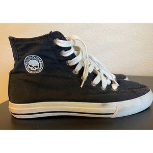 Men's RARE Harley Davidson Canvas Shoes - Screamin' Eagle Skull - Sz 8.5